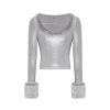 OZLANA Tops | Ozln Detachable Faux Fur Sleeve Crop(Grey)