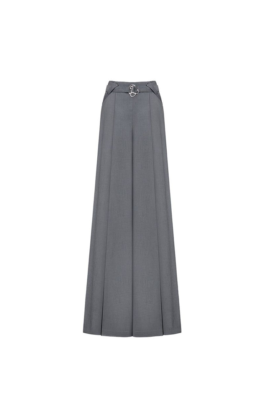 OZLANA Ozln | Ozln Wide Leg Slit Suit Pants(Grey)