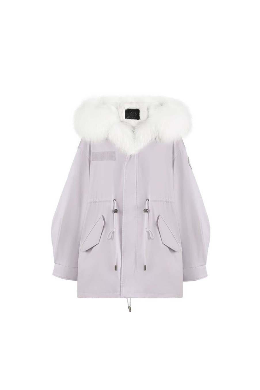 OZLANA Classic & Designer Parkas | Haze Purple Oversize Parka+Rasberry Ice Cream