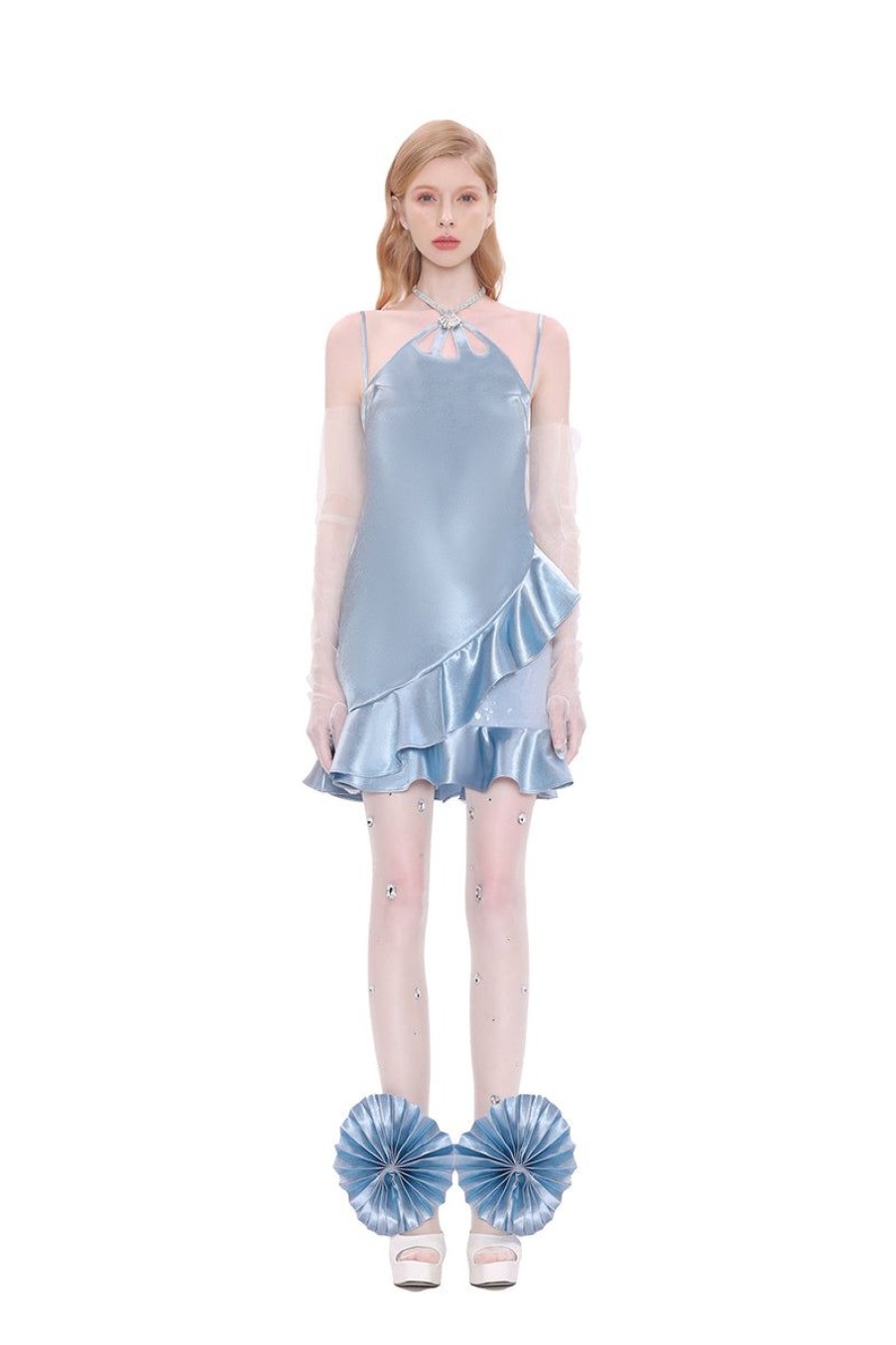 OZLANA Dresses & Sets | Ocean Flow Rufflle Dress(Blue)