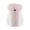 OZLANA Classic & Designer Parkas | White Oversize Parka +Pink Rabbit Fur/Raccoon Fur