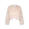 OZLANA Full Fur Jackets | Classic Crop V Neck Fox Fur Jacket (Cream)