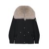 OZLANA Classic & Designer Parkas | Black Transform Parka + Mocha Lapel Fur Coat