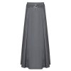 OZLANA Ozln | Ozln Splice Low Waist Pleated Maxi Skirt(Grey)