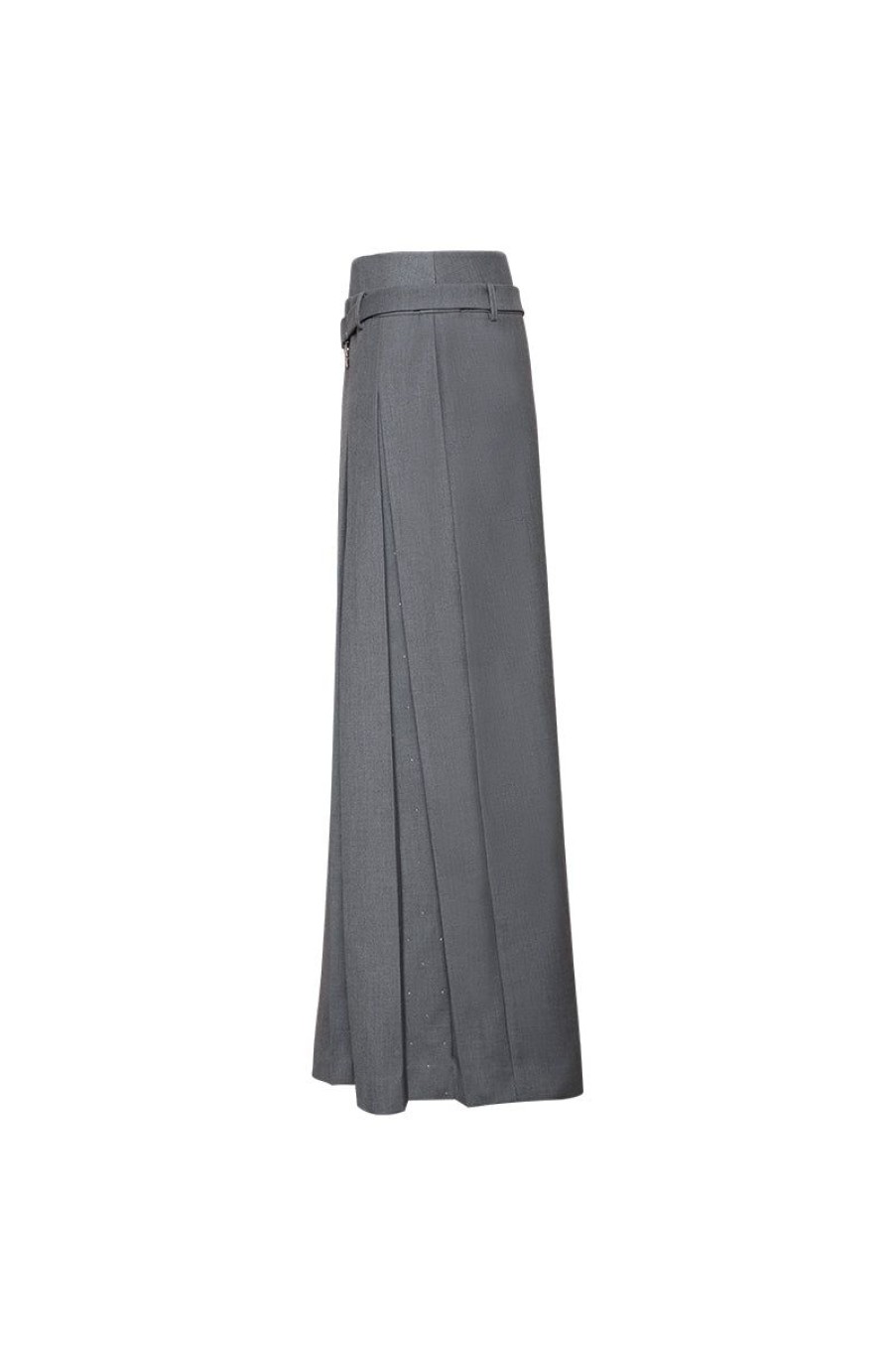 OZLANA Ozln | Ozln Splice Low Waist Pleated Maxi Skirt(Grey)