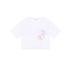 OZLANA Tee Shirts | Shell Pearl Trimed Crop Tee (White)