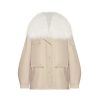 OZLANA Classic & Designer Parkas | Khaki Transform Parka + White Lapel Fox Fur Coat