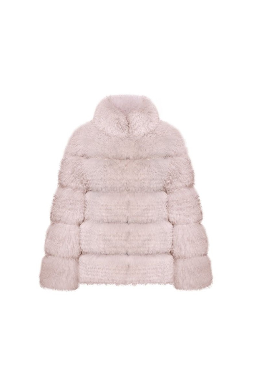 OZLANA Full Fur Jackets | Sophisticate Longline Fox Fur Jacket(Pink)