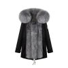 OZLANA Classic & Designer Parkas | Black(Men)+Classicgrey Mink