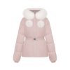 OZLANA Down Puffer Jackets | Pom Pom Fur Collar Down Jacket(Pink)