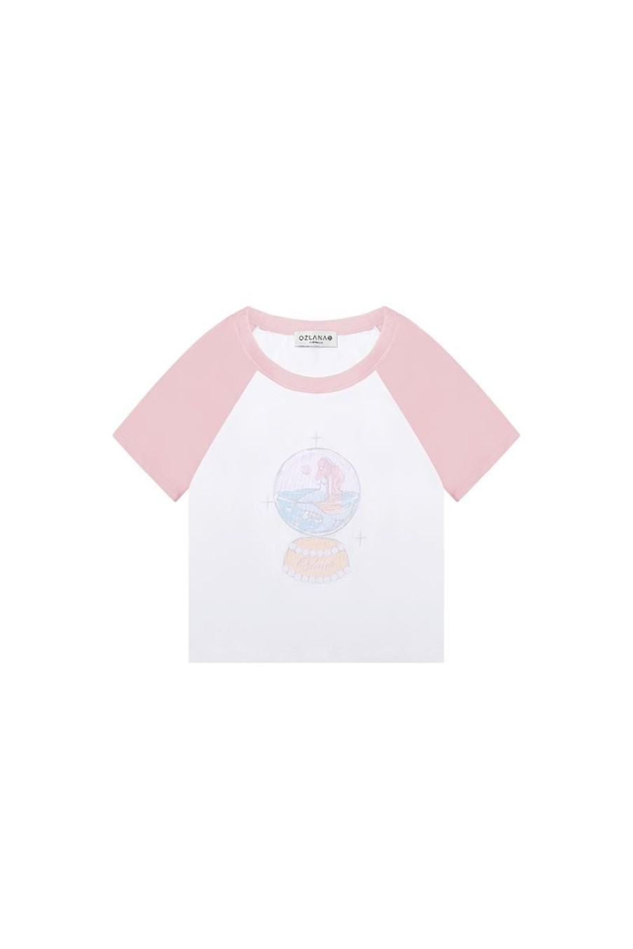 OZLANA Tops | Oceania Mermaid Raglan Tee(Pink)