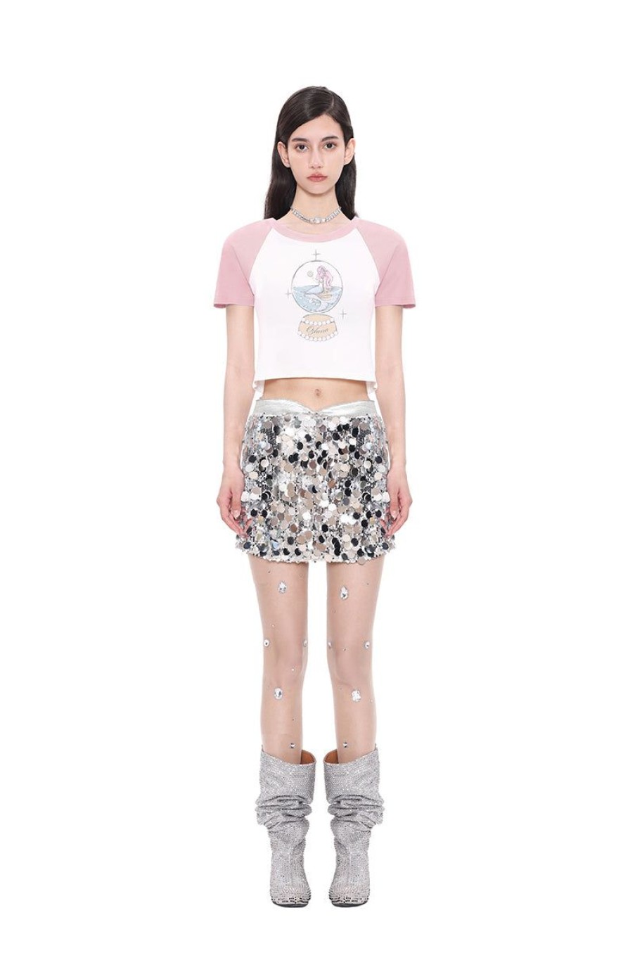 OZLANA Tops | Oceania Mermaid Raglan Tee(Pink)