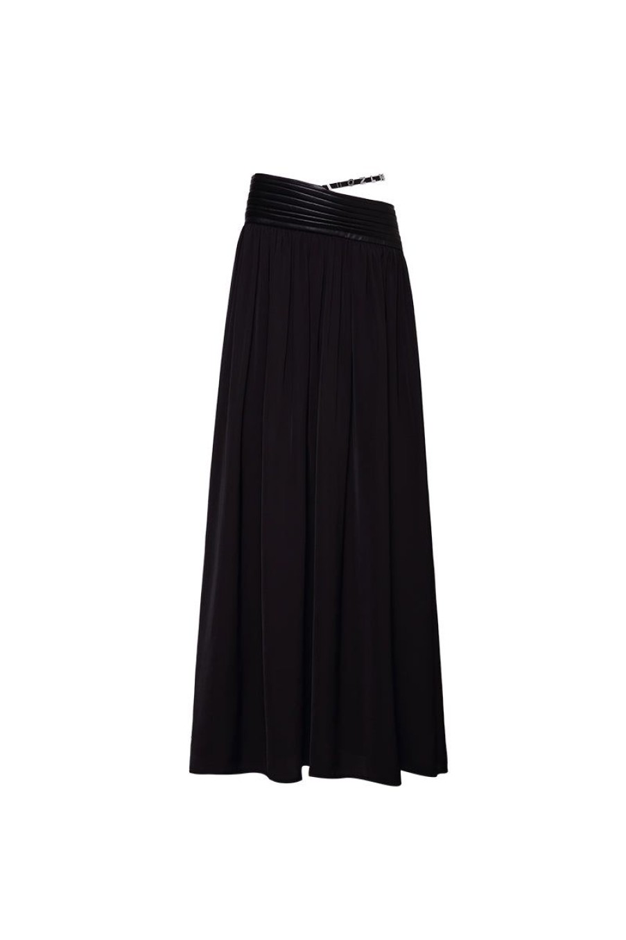 OZLANA Bottoms | Ozln Slant Maxi Skirt(Black)