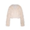 OZLANA Full Fur Jackets | Cloud Bubble Crop V Neck Fox Fur Jacket (Cream)