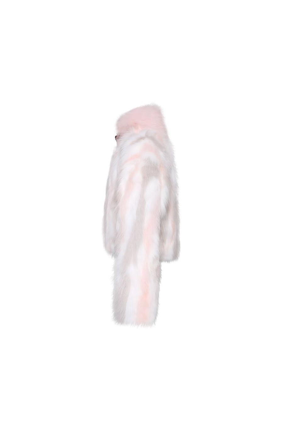 OZLANA Full Fur Jackets | Mille-Feuille Buckle Collar Fox Fur Jacket (Pink)