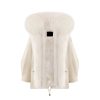 OZLANA Classic & Designer Parkas | Cream Whiteoversize Parka+Cream White Rabbit Fur/Raccoon Fur