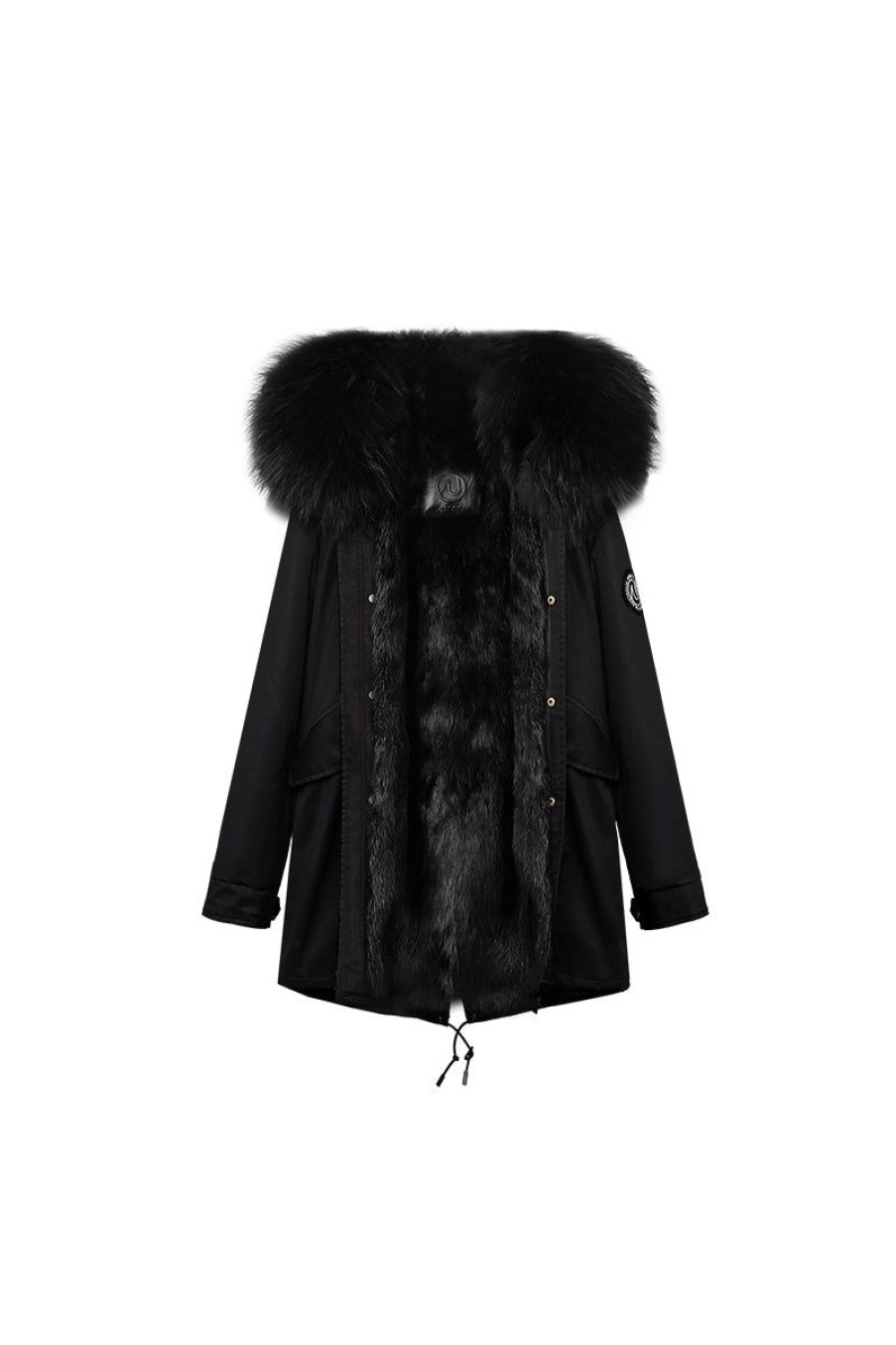 OZLANA Classic & Designer Parkas | Black(Men)+Classic Black Mink