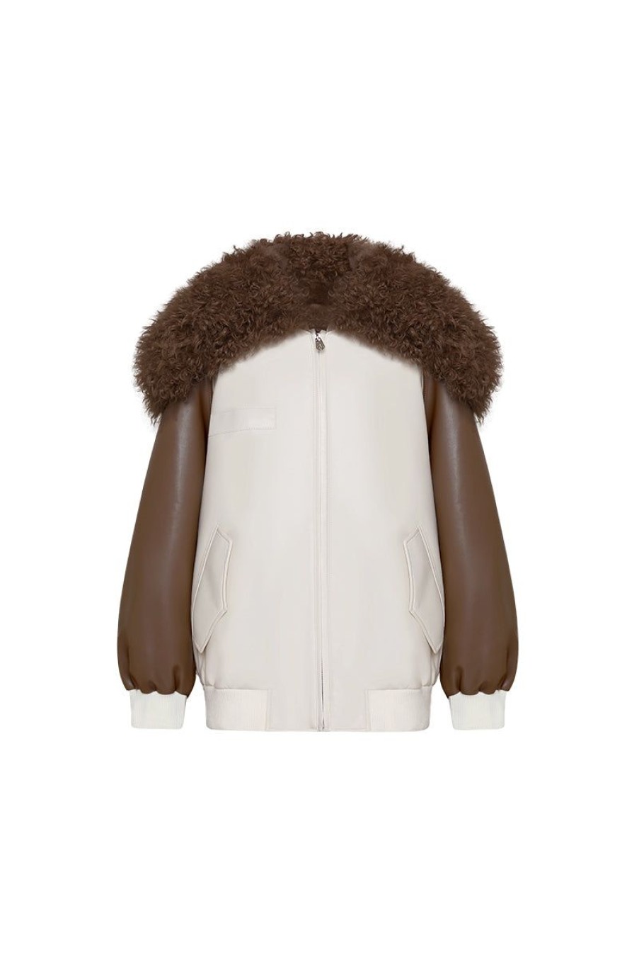 OZLANA Classic & Designer Parkas | Cream White Baseball Parka