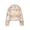 OZLANA Full Fur Jackets | Royal Collar Crop Racoon Fur Jacket (Cream)