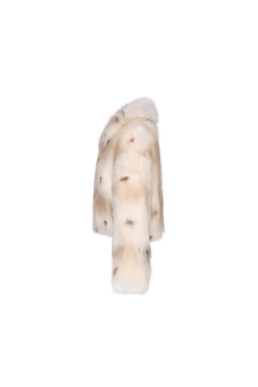 OZLANA Full Fur Jackets | Royal Collar Crop Racoon Fur Jacket (Cream)