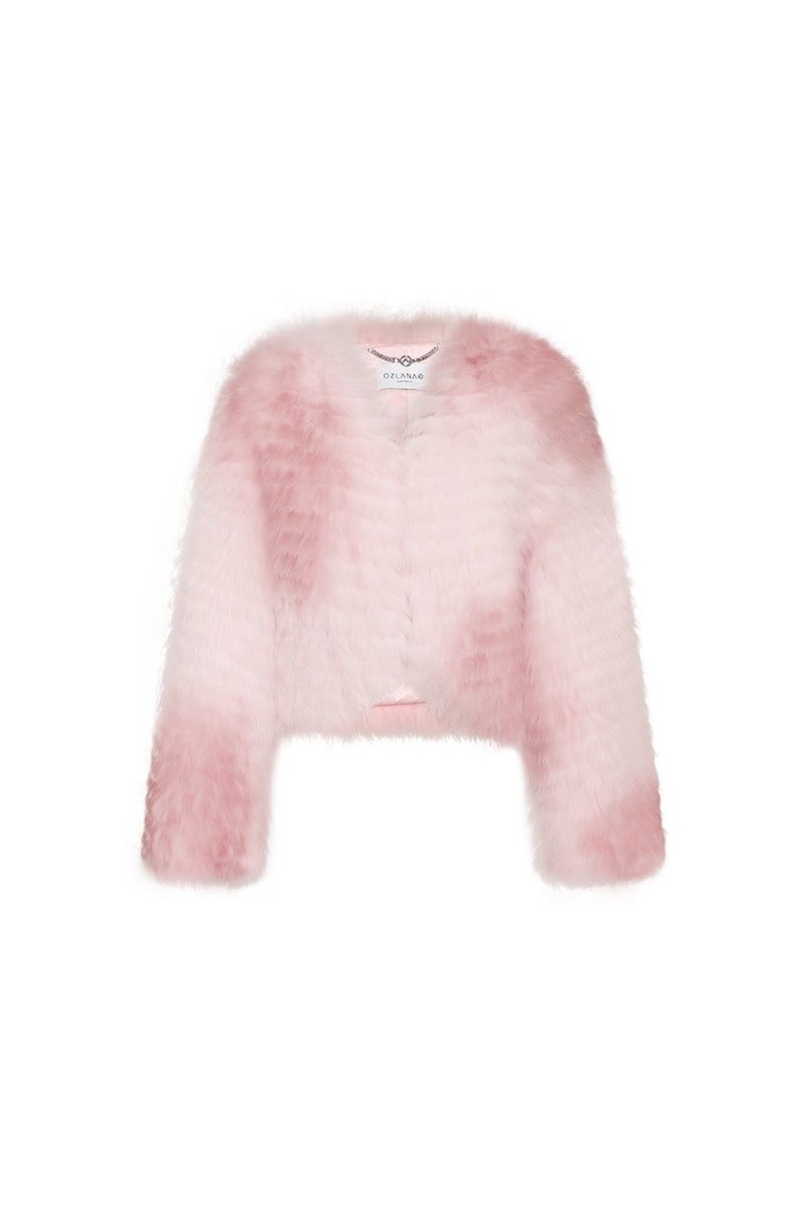 OZLANA Omniverse: Milan Runway Collection | Rose Sherbet Wide Lapel Crop Fox Fur(Pink)