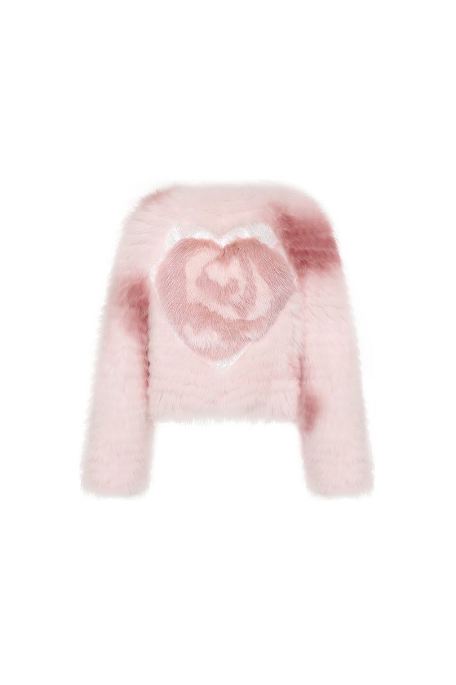 OZLANA Omniverse: Milan Runway Collection | Rose Sherbet Wide Lapel Crop Fox Fur(Pink)