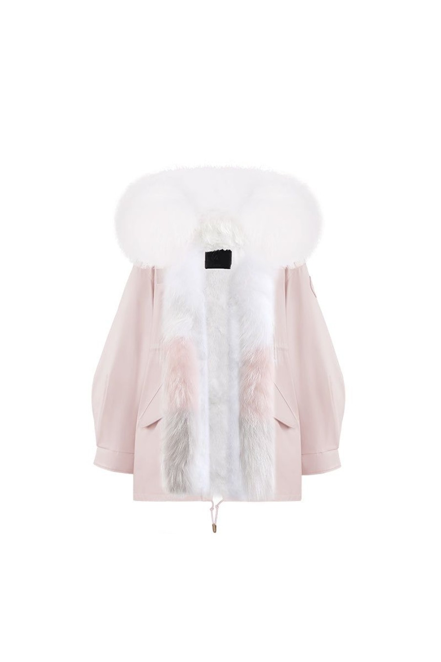 OZLANA Classic & Designer Parkas | Pink Oversize Parka +Strawberry Ice Cream