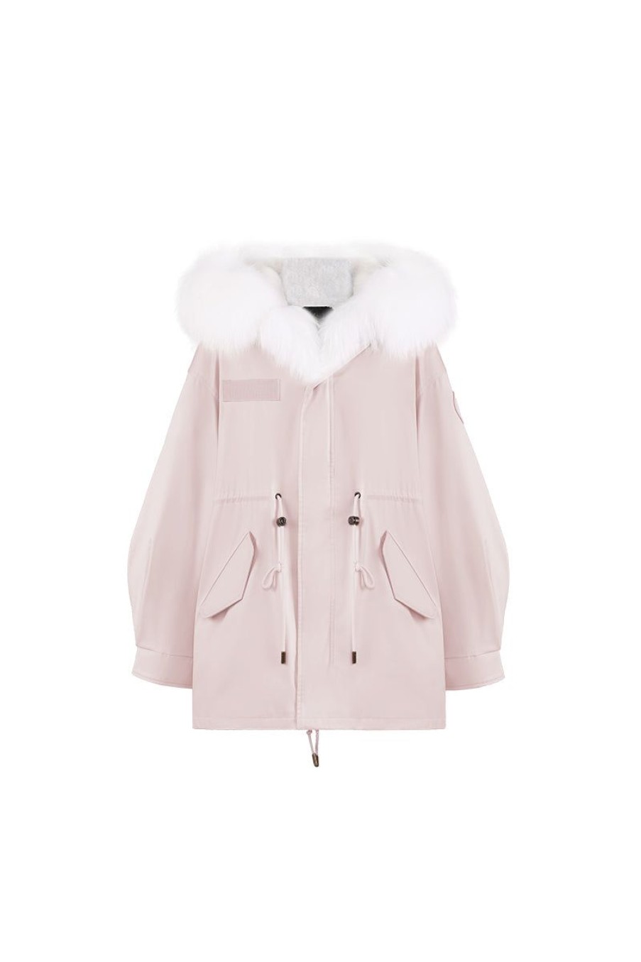 OZLANA Classic & Designer Parkas | Pink Oversize Parka +Strawberry Ice Cream