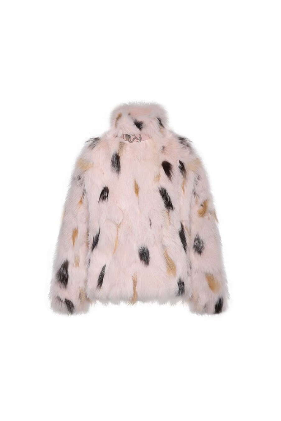 OZLANA Full Fur Jackets | Ochre Buckle Collar Fox Fur Jacket (Pink)