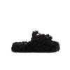 OZLANA Shoes | Butterfly Wool Faux Fur Slippers(Black)