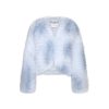 OZLANA Full Fur Jackets | Rose Sherbet Wide Lapel Crop Fox Fur Jacket(Blue)