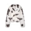 OZLANA Full Fur Jackets | Highland Wide Lapel Crop Racoon Fur Jacket(Cow White)