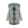 OZLANA Classic & Designer Parkas | Sage Green+Premium Turquoise Fox