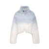 OZLANA Full Fur Jackets | Sunrise Gradient Cropped Buckle Neck Fox Fur Jacket (Blue Gradient)