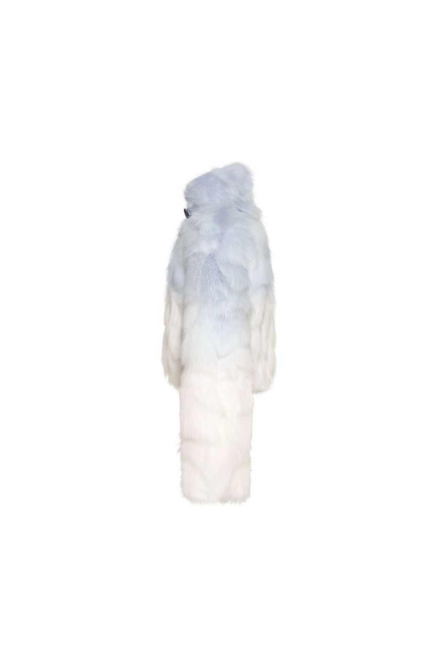 OZLANA Full Fur Jackets | Sunrise Gradient Cropped Buckle Neck Fox Fur Jacket (Blue Gradient)