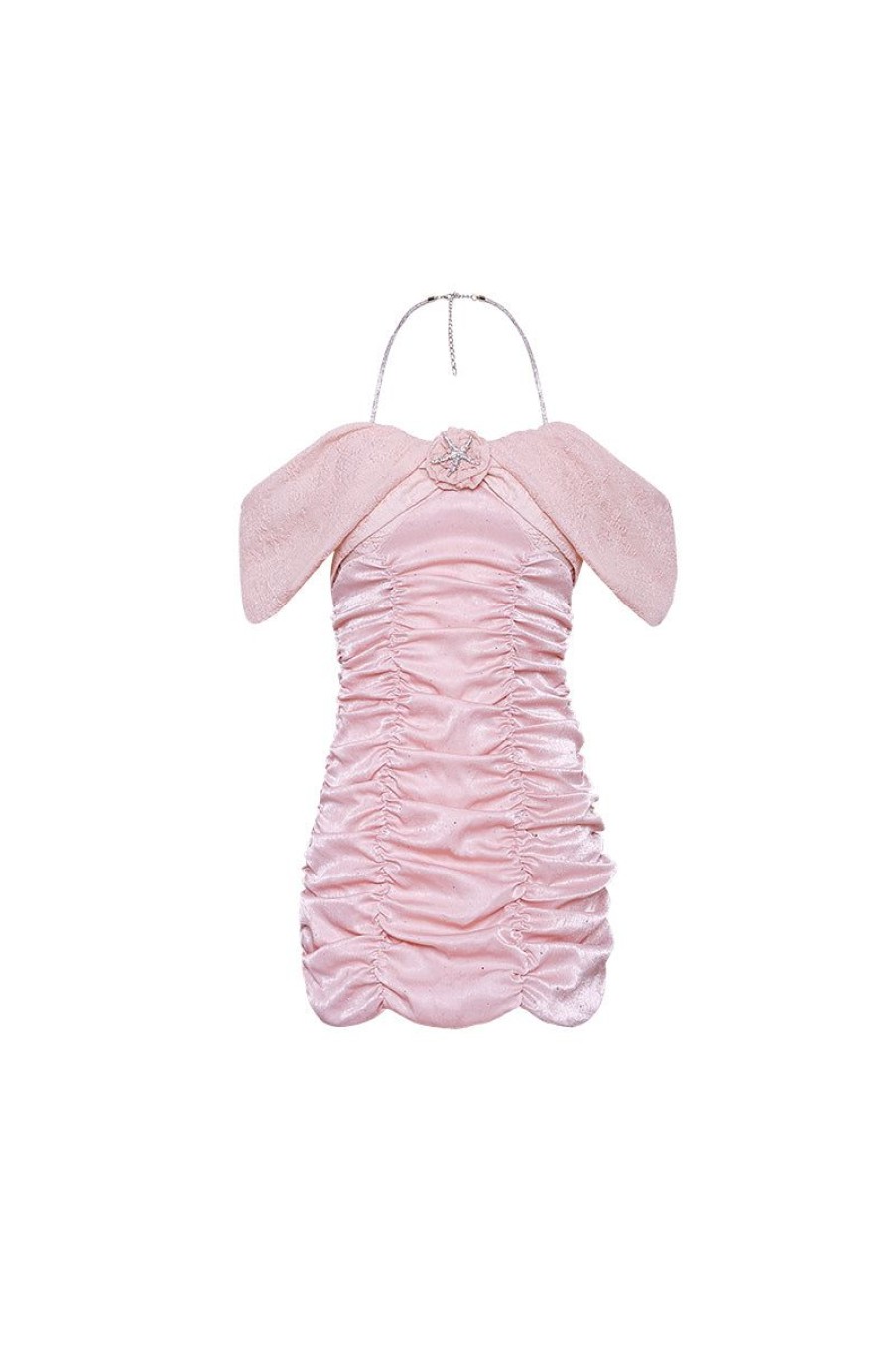 OZLANA Dresses & Sets | Etoile Gathered Halterneck Dress(Pink)