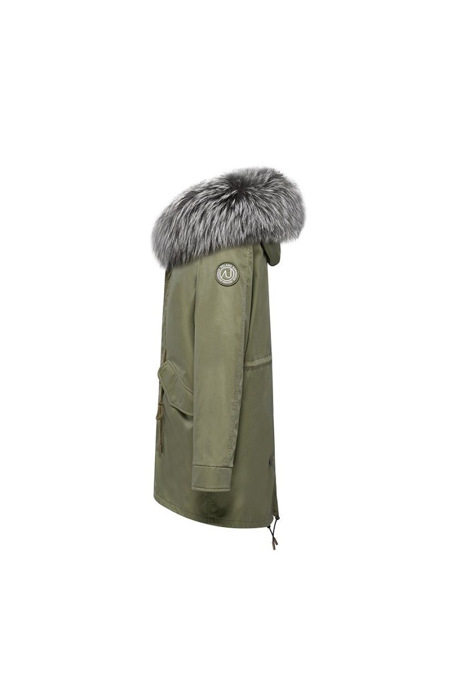 OZLANA Classic & Designer Parkas | Khaki Green(Men)+Classic Silver Fox