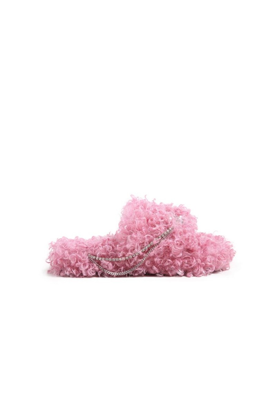 OZLANA Shoes | Shiny Crystal Butterflyfaux Fur Slippers(Pink)