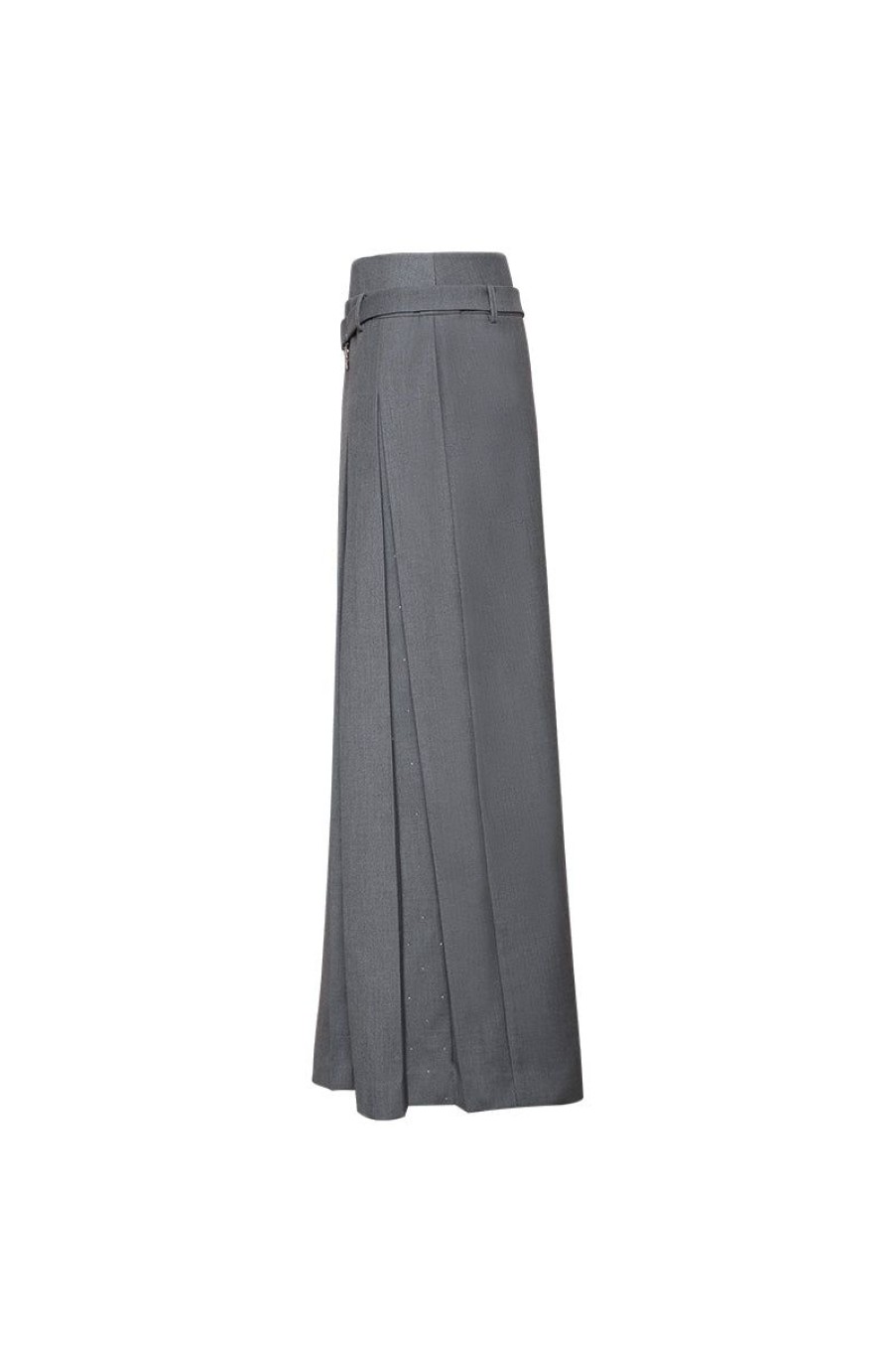 OZLANA Bottoms | Ozln Splice Low Waist Pleated Maxi Skirt(Grey)