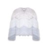 OZLANA Full Fur Jackets | Rippled Gradient Crystal Fringe Fox Fur Jacket(Blue Gradient)