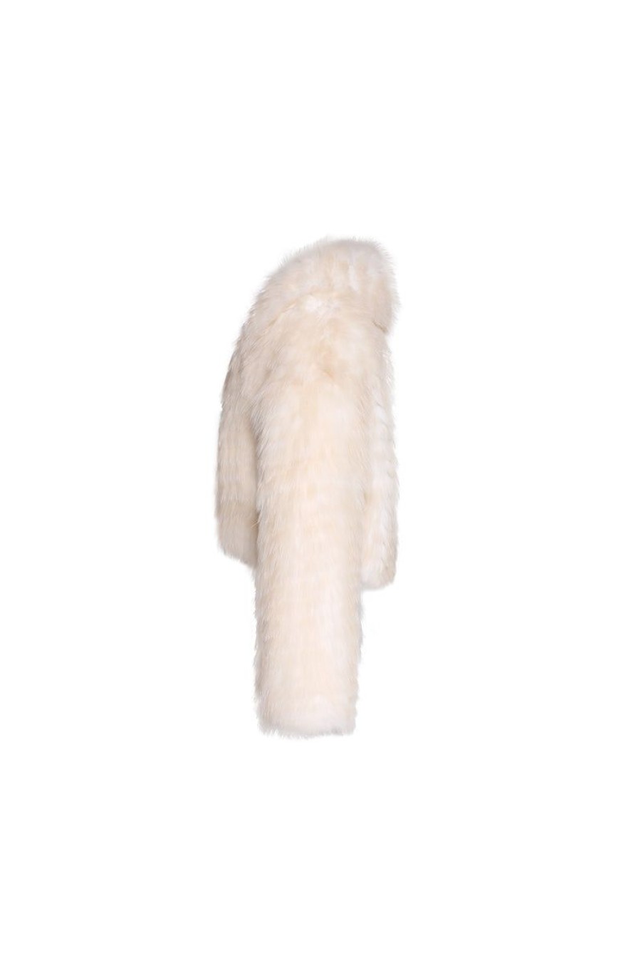 OZLANA Full Fur Jackets | Sherbet Wide Lapel Crop Fox Fur Jacket(Dreamy Cream)