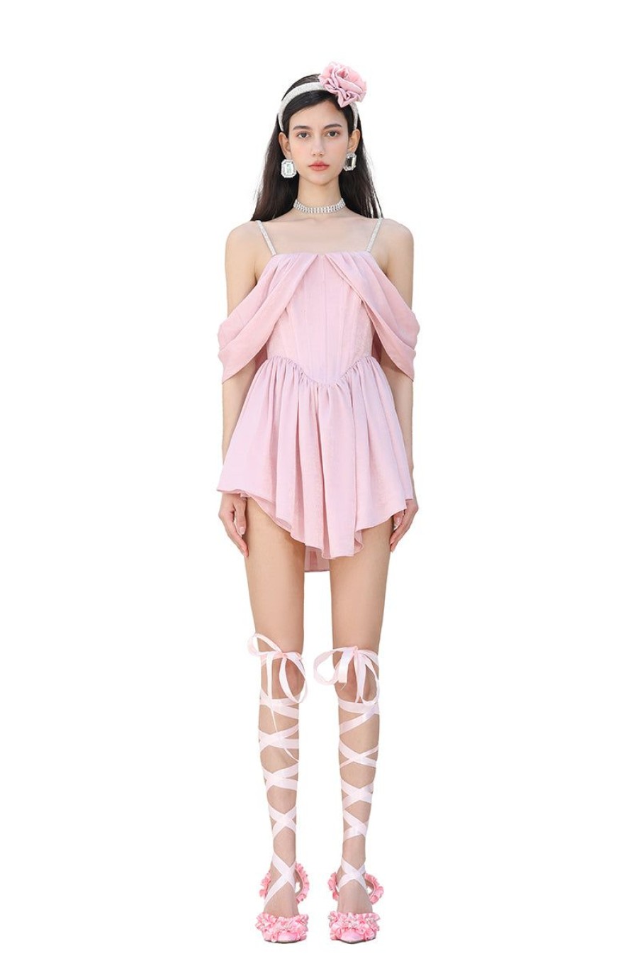 OZLANA Dresses & Sets | Serenade Off Shoulder Bustier Dress(Pink)