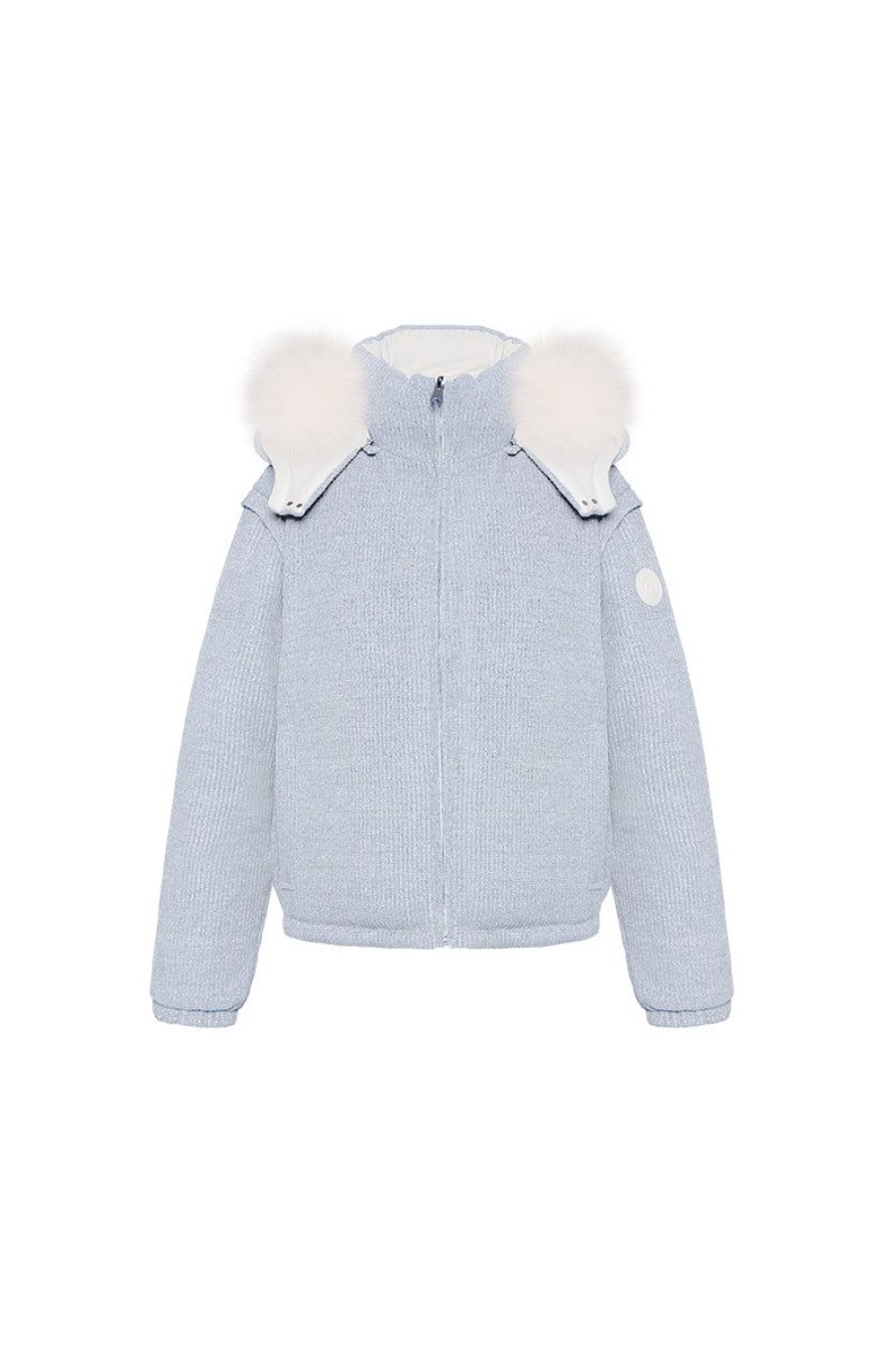 OZLANA Down Puffer Jackets | Turnover Knit Multi-Weardown Jacket(White + Blue)