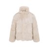 OZLANA Full Fur Jackets | Classic Buckle Collar Fox Fur Jacket (Cream)