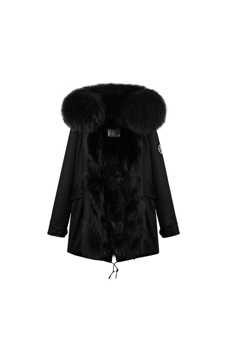 OZLANA Classic & Designer Parkas | Black+Classicblack Fox