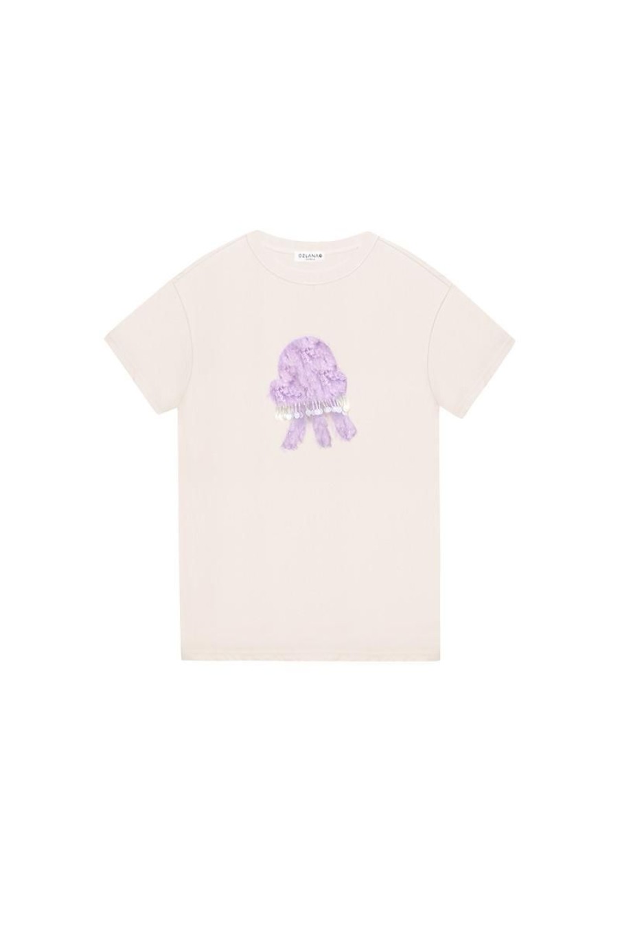 OZLANA Tops | Plush Cartoon Animal T-Shirt(Cream)