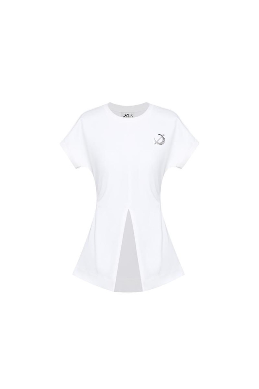 OZLANA Tops | Ozln Metal Logo Front Split Tee (White)