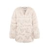 OZLANA Full Fur Jackets | Classic Round Neck Longline Fox Fur Jacket (Cream)