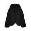 OZLANA Full Fur Jackets | Hooded Heart Rose Fox Fur Jacket(Black)