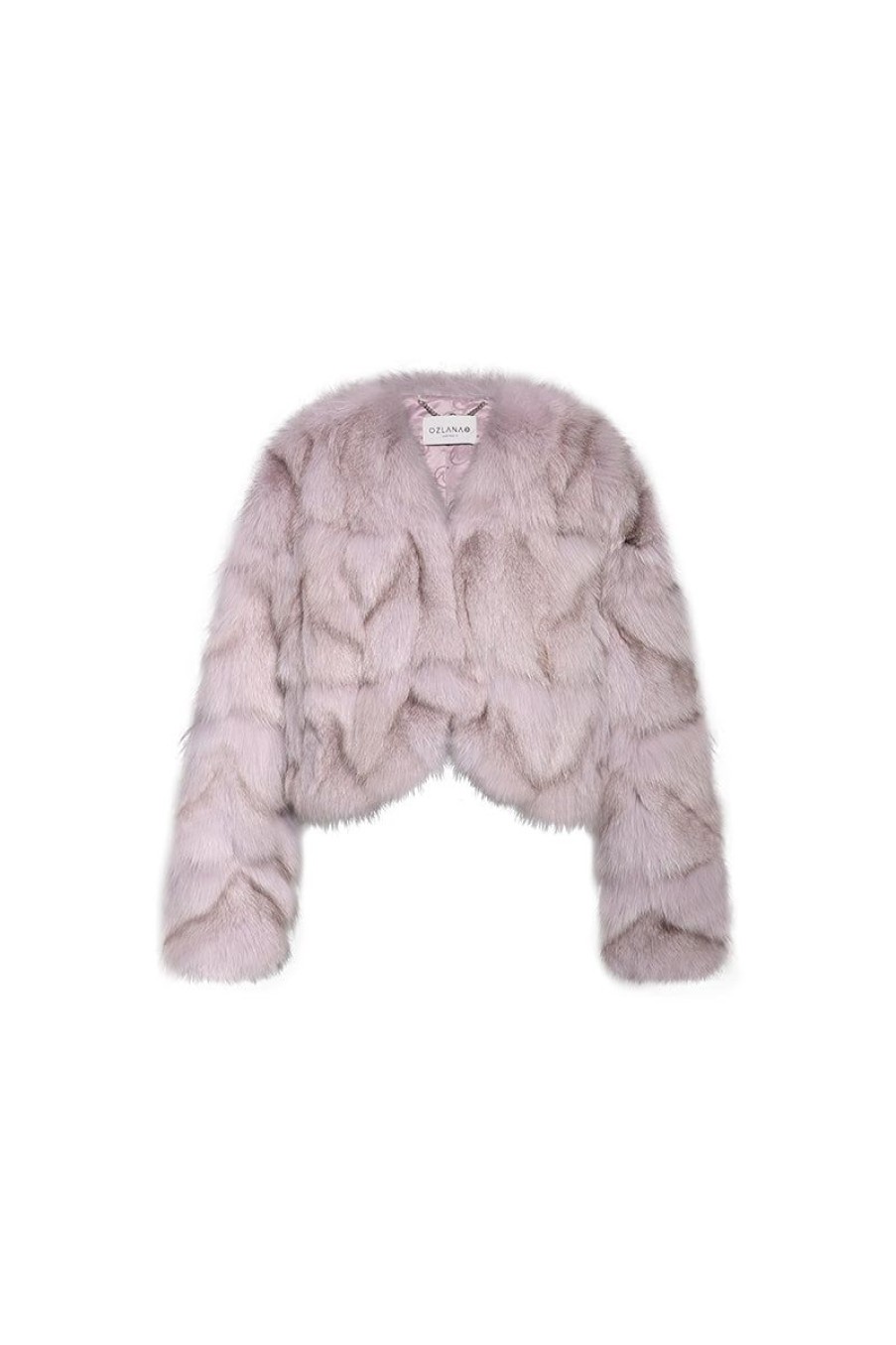 OZLANA Full Fur Jackets | Classic Crop V Neck Fox Fur Jacket (Purple)